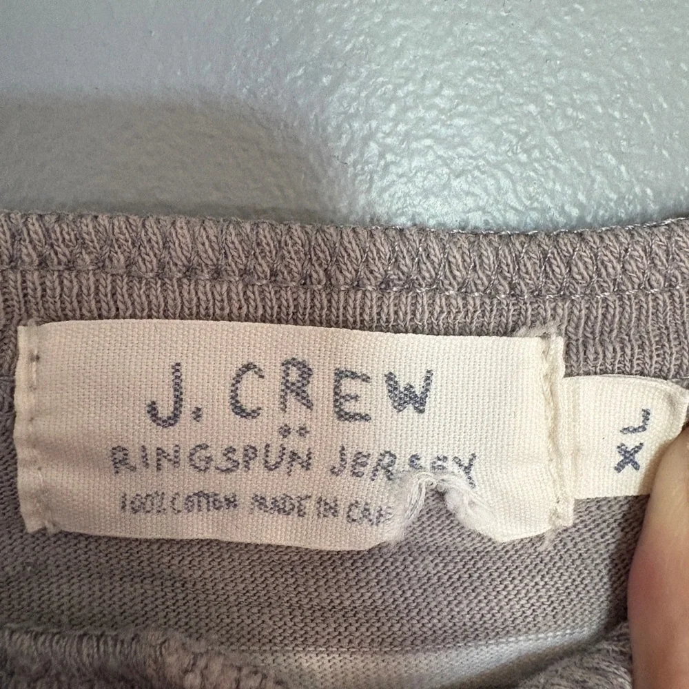 J. Crew Men's Long Sleeve Gray Striped Henley Casual Fishermen Coastal
